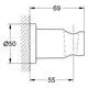 Technische Zeichnung des GROHE Wandbrausehalters Rainshower 27074.