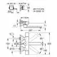 GROHE-Wandarmatur mit Infrarot-Elektronik. Zeichnung zeigt Maße, Anschlussmöglichkeiten und Bewegungsbereich. Ausführung in Chrom für Wandmontage.