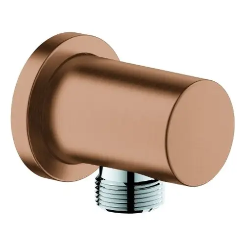Wandanschlussbogen aus gebürstetem Material mit einem Anschlussgewinde, hergestellt von Grohe, zur Montage in Badezimmern oder Duschen.