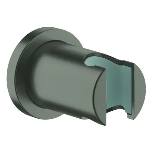 Wandhalterung für Dusche in gebürstetem Graphit, runde Rosette, designed von Grohe, passend für verschiedene Duschköpfe zur Wandmontage.