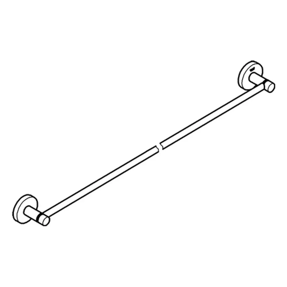 Ein grober Handtuchhalter von Grohe mit zwei Wandhaltern und einer horizontalen Stange. Das Design ist schlicht und funktional.