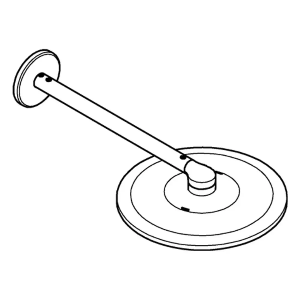 GROHE Duschkopfset mit einem langen Arm und runder, flacher Kopfbrause. Die Konstruktion ist in Chrom und Moon White gehalten.