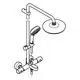 Duschsystem mit Kopf- und Handbrause, geliefert von Grohe. Enthält eine Wannenbatterie mit Temperatur- und Wassermengenregler für die Montage in einem Badezimmer.