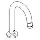 Waschtischarmatur mit gebogenem Auslauf von Grohe, in einer minimalistischen Form, montiert auf einem runden Sockel. Standventil mit klaren Linien für verschiedene Waschbecken.