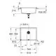 GROHE Kompositspüle mit einem Becken, dargestellt in Draufsicht und Seitenansicht. Maßzeichnung zeigt relevante Abmessungen und Details zur Montage.