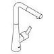 GROHE Armatur mit L-Auslauf und Spülbrause im modernen Design, geeignet für Spültische. Der Auslauf hat eine gebogene Form und eine praktische Handhabung.