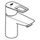 Chromfarbener Wasserhahn mit einem minimalistischen Design und einer PushOpen-Funktion, hergestellt von Grohe.
