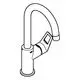 GROHE-Waschtischarmatur mit hohem Auslauf, schwenkbarem Bogen und Bedienung über einen Druckknopf, in Chromausführung.
