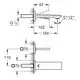 Technische Zeichnung einer GROHE 2-L-WT-Wandbatterie Allure 19309_2 FMS für 23429 Ausl. 154mm, Chrom, 19309002.