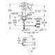 Grohe-Waschtischbatterie mit hoher Bauform und Schwenkbereich, ausgestattet mit einem Hebelmischer. Maße und Anschlussdetails sind im Diagramm dargestellt.