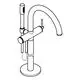 GROHE Armatur für Badewanne mit einem gebogenen Auslauf und einer senkrechten Handbrause. In einer modernen, minimalistischen Formgebung gehalten.