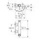GROHE Einhand-Wannenbatterie mit Wandmontage, grafische Darstellung mit Maße und Anschlussdetails, in chrom. Technische Zeichnung zeigt die Installationselemente und Abmessungen.