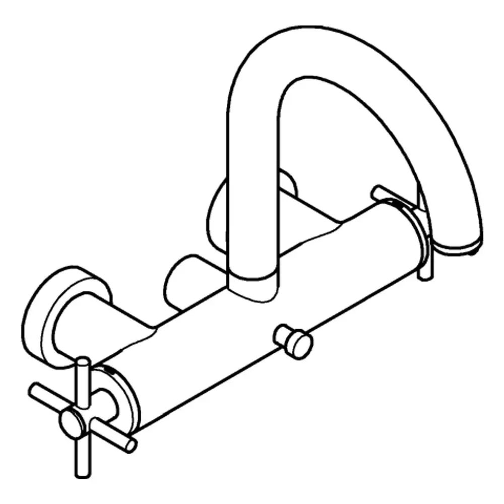 Zwei-Griff-Wannenarmatur von Grohe mit Wandmontage und Kreuzgriffen, in einer schlicht gehaltenen, funktionalen Form.