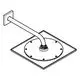 Grohe Duschkopfset mit einem abgeknickten Brausearm, montiert auf einer quadratischen Basisplatte. Design in schlichtem, chromfarbenem Konzept.