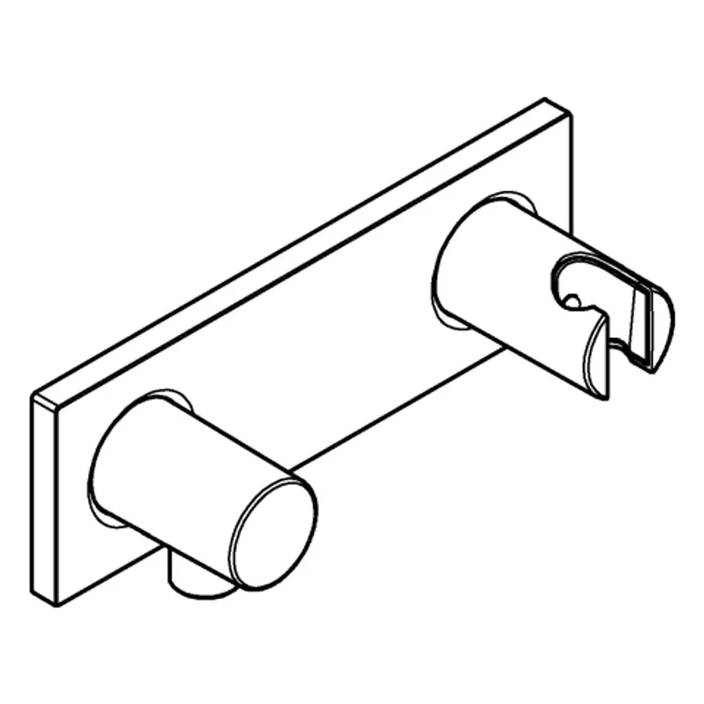 Wandanschlussbogen mit zwei rohrförmigen Elementen und seitlichem Haltebereich, gefertigt von Grohe, zur Montage an Wänden für Brausen oder Waschbecken.