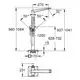 GROHE Armatur mit Bodenmontage und klaren Linien. Maße und Details sind schematisch dargestellt, geeignet für Badezimmerinstallationen.