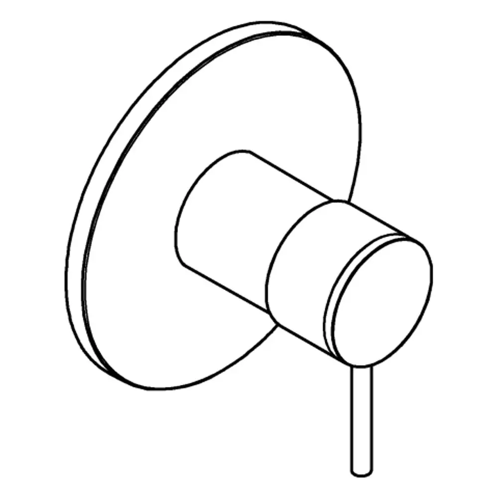 GROHE Brausebatterie mit runder Wandplatte und verchromtem Finish; einfacher Bedienhebel an der Vorderseite.