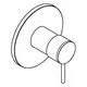 GROHE Brausebatterie mit runder Wandplatte und verchromtem Finish; einfacher Bedienhebel an der Vorderseite.