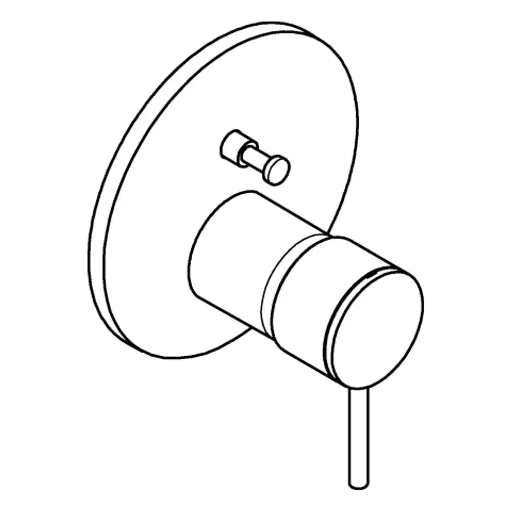 Grohe-Armatur mit runder Wandplatte und seitlichem Auslauf, geeignet für die Montage an Wänden, mit einem einzelnen Bedienhebel.