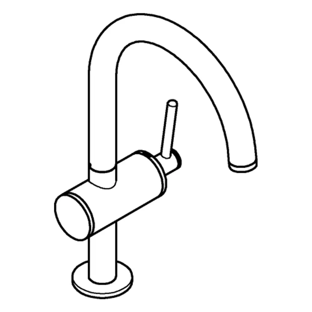Einhand-Waschtischbatterie mit geschwungener Auslaufstruktur und seitlichem Hebel. Ausführung in Chrom, geeignet für Badezimmerinstallationen. Marke: Grohe.