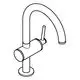 Einhand-Waschtischbatterie mit geschwungener Auslaufstruktur und seitlichem Hebel. Ausführung in Chrom, geeignet für Badezimmerinstallationen. Marke: Grohe.