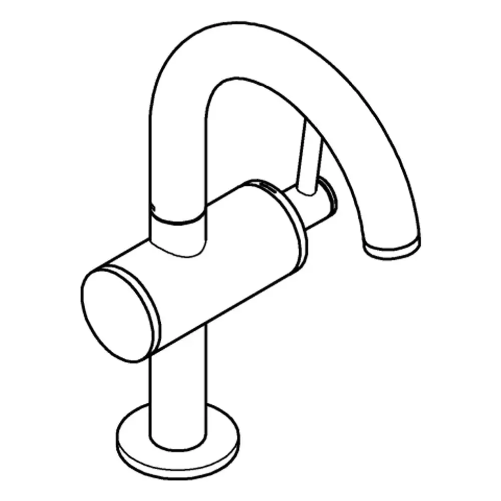 Einhand-Waschtischbatterie mit gebogenem Auslauf und einem seitlichen Bedienhebel, aus der Grohe Atrio Serie in hart gebürstetem Graphit.