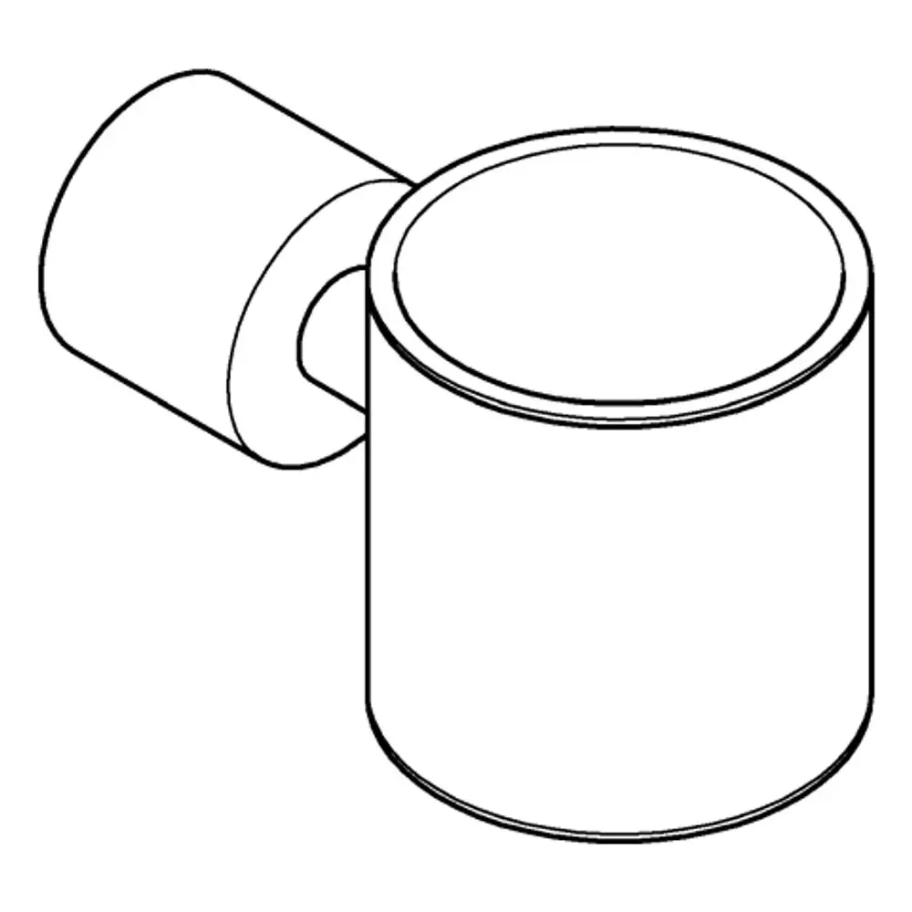 Glashalter von Grohe in zylindrischer Form, mit einer seitlichen Halterung. Das Design zeigt eine einfache, funktionale Struktur ohne zusätzliche Verzierungen.