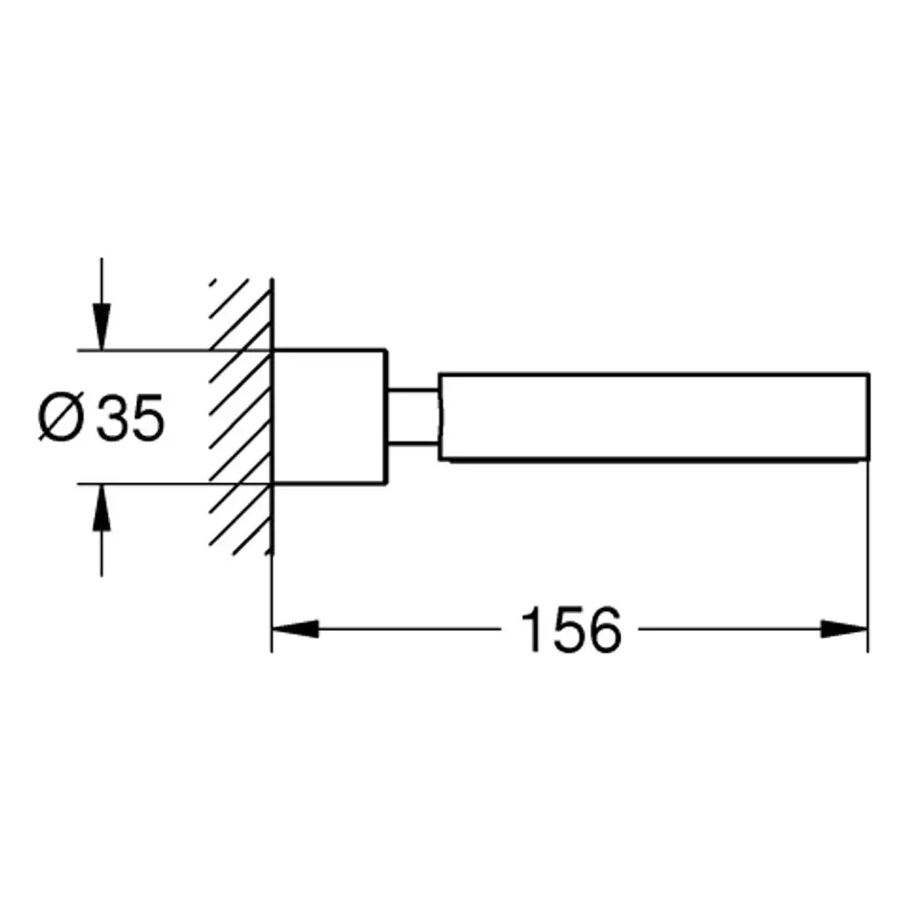 GROHE Halter mit einem Durchmesser von 35 mm und einer Länge von 156 mm, dargestellt in einem technischen Zeichnungsformat.