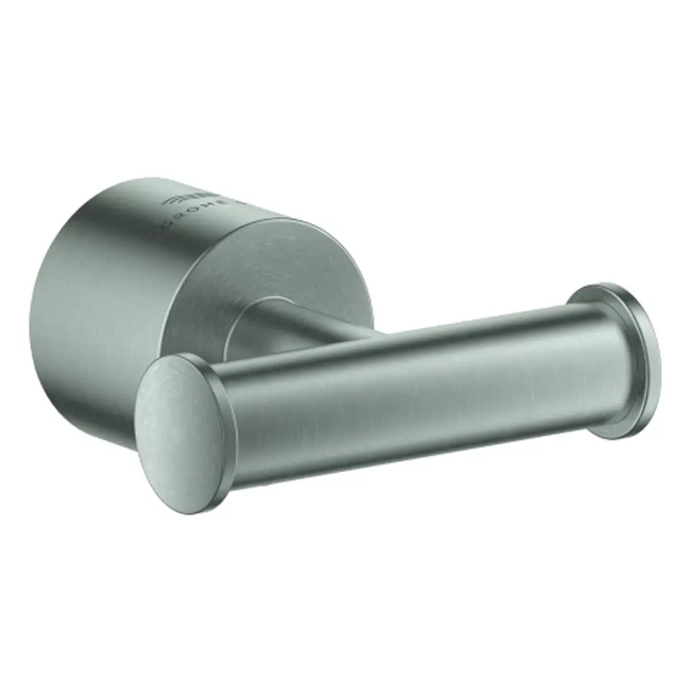 Bademantelhaken aus Edelstahl mit runder Wandhalterung. Produkt von Grohe, geeignet für Badezimmeraufhängungen.