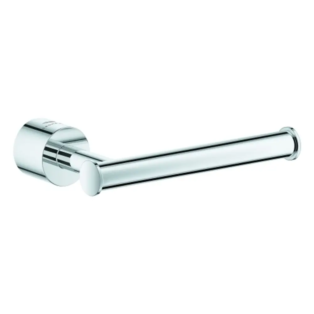 Wandmontierter Papierhalter von Grohe in verchromtem Finish, mit einem schlichten, runden Design und einer stabilen Halterung.