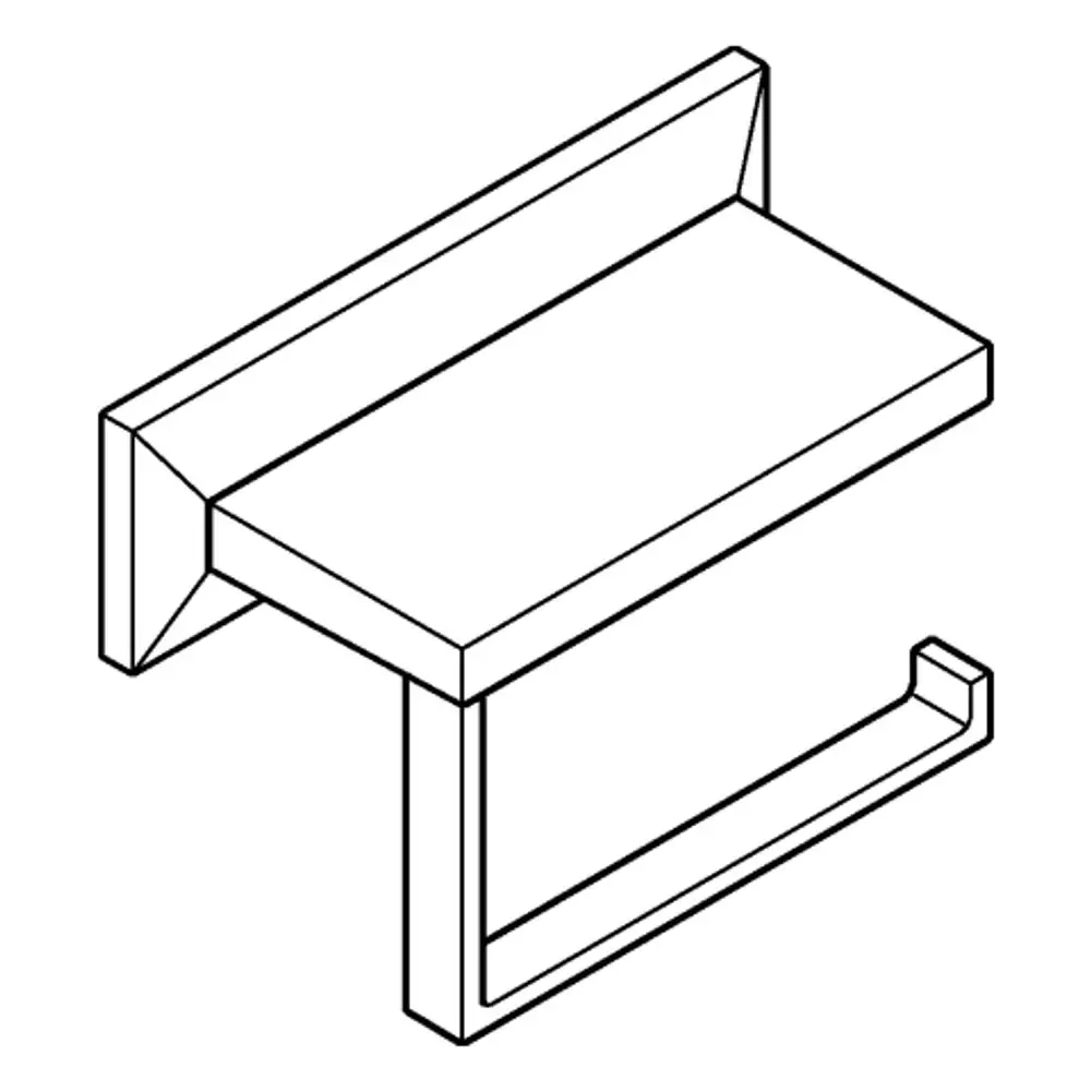 GROHE WC-Papierhalter mit einer oberen Ablage und einem Halter in rechteckiger Form, montiert an der Wand. Das Design ist schlicht und funktional.