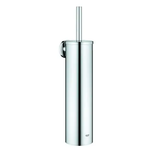 Toilettenbürstenhalter aus verchromtem Material von Grohe, wandmontiert, runde Form mit einem langen, schmalen Griff.