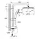 Duschsystem von Grohe mit Kopfbrause und Handbrause, Montage an der Wand, ausgeführt in Chrom, mit verschiedenen Abmessungen und einem Neigungswinkel für die Kopfbrause.