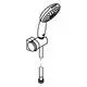 Wandhalterset für Dusche mit Handbrause von Grohe, bestehend aus Halterung und flexiblem Schlauch. Brausekopf mit verschiedenen Strahlarten, geeignet für Wandmontage.