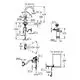 Grohe Armatur mit einem hohen Auslauf für eine Küchenanwendung, detaillierte technische Zeichnung mit Maßen und Anschlussdetails.