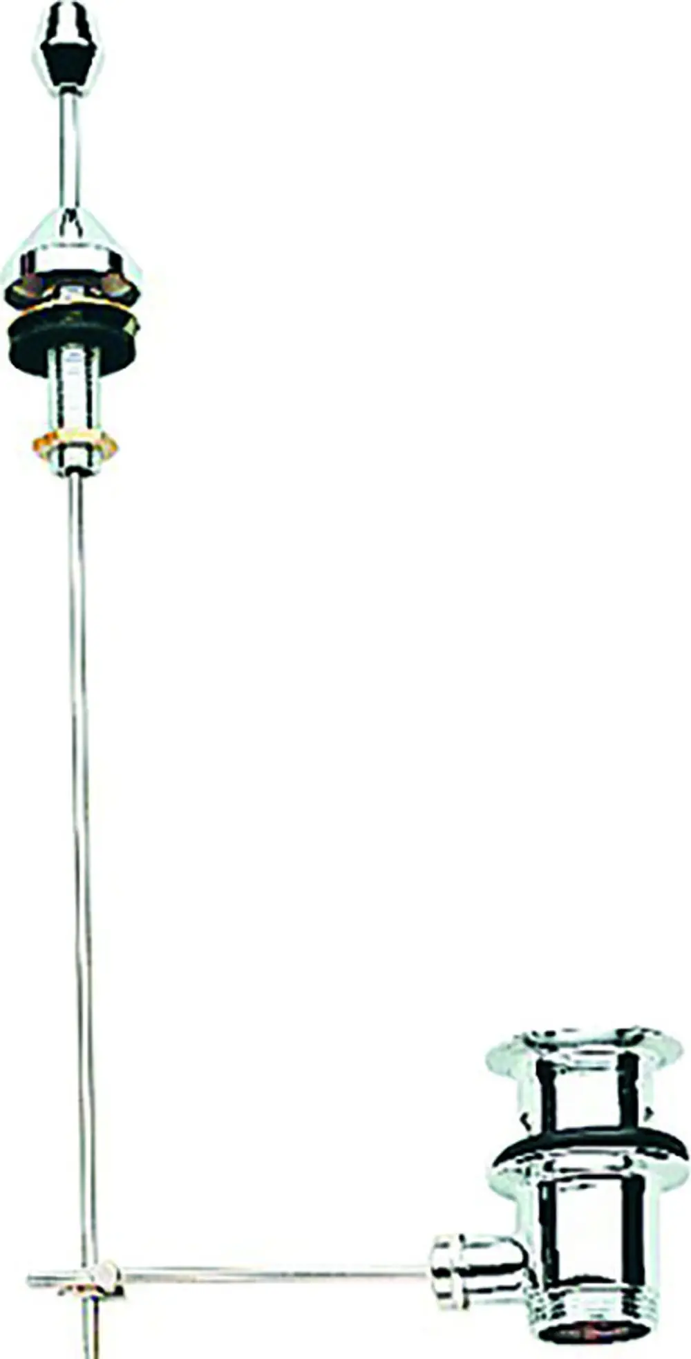 Chromfarbene Zugstangen-Ablaufgarnitur von Grohe für Waschtische, bestehend aus einem Hebelmechanismus und einem Ablaufsystem zur Wasserregulierung.