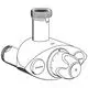 GROHE Mischbatterie mit Steuerknopf und zwei Anschlüssen, geeignet für Wandmontage. Die Form ist ergonomisch mit einer zentralen Temperaturanzeige.