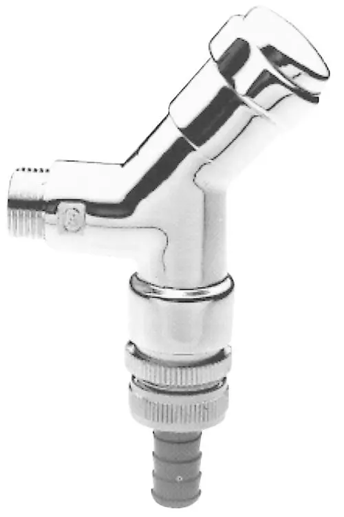 GROHE Anschlussventil mit chromfarbener Oberfläche und Design-Griff. Das Ventil hat eine schräg sitzende Form und ist für die Installation in Sanitäranlagen geeignet.