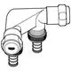 GROHE Ventil mit zwei anschlussfähigen Schläuchen, gebogenem Ende und standardisiertem Design für eine einfache Installation in sanitärtechnischen Anwendungen.