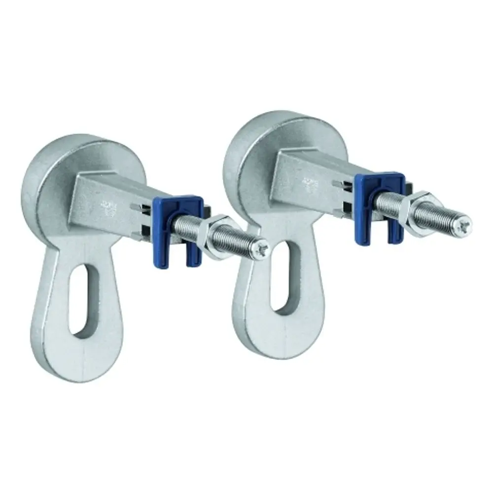 GROHE Wandwinkel in einem silbernen Finish für die Montage an Wänden, bestehend aus zwei Elementen mit integrierten Befestigungsschrauben.