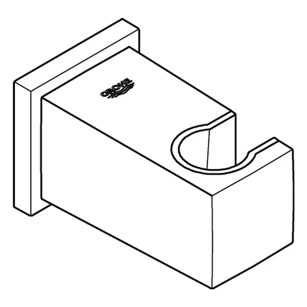 Wandanschlussbogen mit Wandbrausehalter in chrom von Grohe, rechteckige Form mit runder Aussparung zur Aufnahme eines Brausekopfes, zur Wandmontage geeignet.