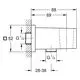 Grohe Wandanschlussbogen mit Wandbrausehalter, zeigt eine schematische Darstellung mit Abmessungen und Anschlussmaßen G½ für die Installation an der Wand.