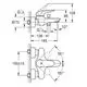 Wandarmatur von Grohe mit klaren Linien und verstellbaren Hebeln. Technische Zeichnung mit Maßen und Montagehinweisen zu Installation und Positionierung.