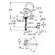 Waschtischbatterie von Grohe mit einer hohen, gebogenen Auslaufstruktur. Präsentiert technische Maße und Details in einer schematischen Darstellung.