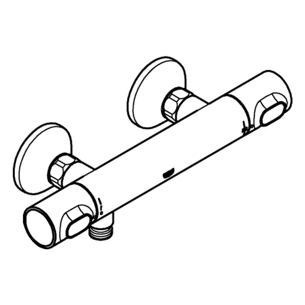Brausebatterie mit Wandmontage von Grohe, aus verchromtem Material, mit zwei Anschlussmöglichkeiten für die Wasserversorgung.