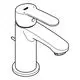 Ein verchromter Einhebel-Waschtischarmatur von Grohe mit einem länglichen Hebel und einem Auslauf. Ideal für Badezimmer oder Waschtische.