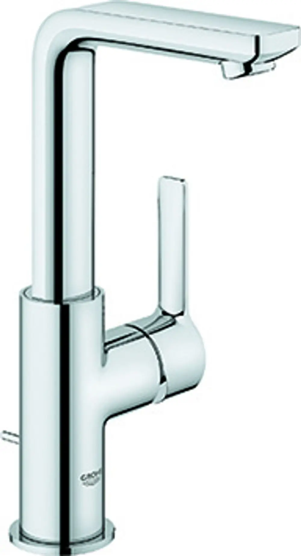 Grohe Einhand-Waschtischbatterie mit einem klaren, modernen Design und einer verchromten Oberfläche, ausgestattet mit einem Hebel zur Temperatur- und Wassermengenregulierung.
