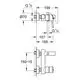 Schematics of a Grohe-Wannenbatterie for wall mounting, showing dimensional details including connection points and various measurements.