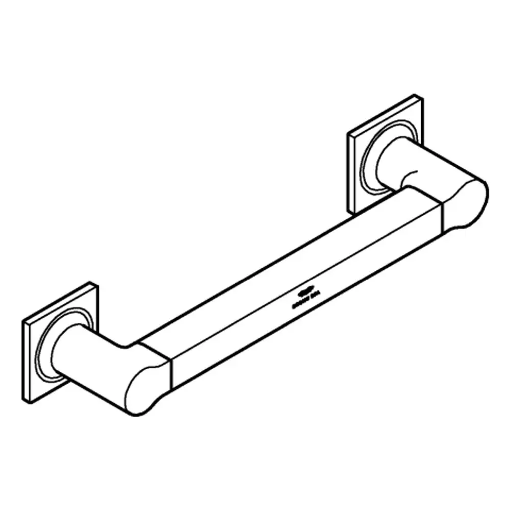 Wannengriff von Grohe, montiert auf zwei quadratischen Wandhaltern. Der Griff hat eine gerade Form und eine glatte Oberfläche.