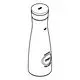 Weiße Glasflasche mit rundem Deckel und Aufschrift. Die Flasche hat eine schmale, konische Form und ist für Getränke geeignet. Marke Grohe ist sichtbar.